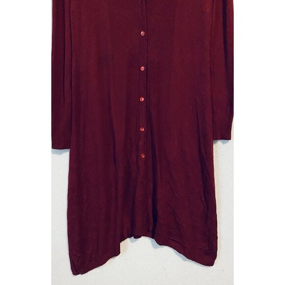 Soft Surroundings Cardigan Sweater Womens Medium Maroon Soft Button Up Longline - Picture 3 of 7
